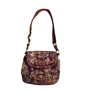 Sak Roots Paisley Purple Cross-Body Handbag. Magnetic Closure.